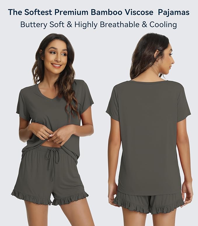 Bamboo Cooling Shorts Pajama Set - Short Sleeve - 2 Piece