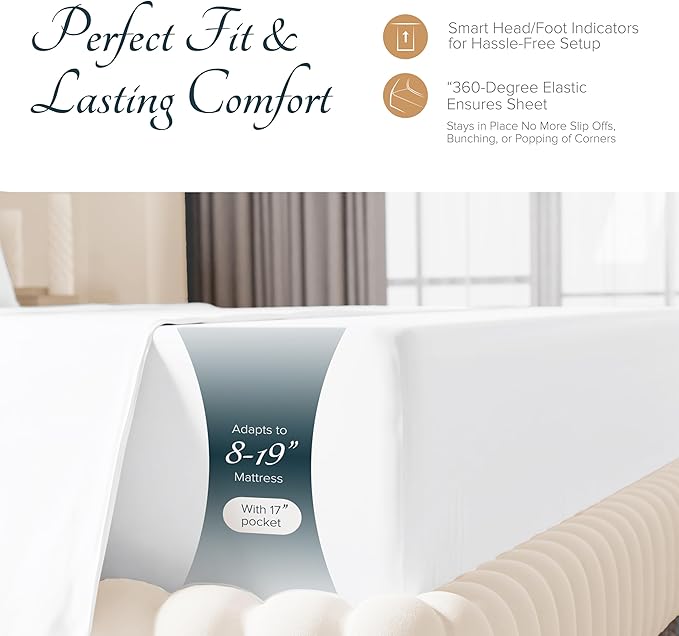 Linen Cooling Bed Sheet Set - King - 17 in Deep Pocket - 4 Piece