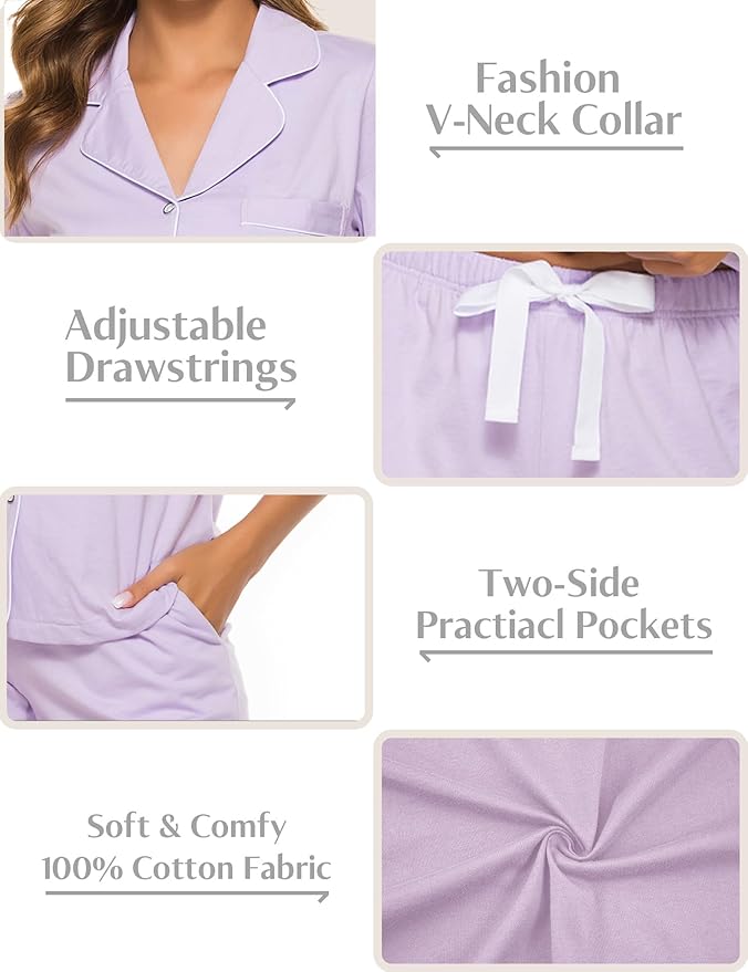 Women's Pajama Set - Short Sleeve - 2 Piece