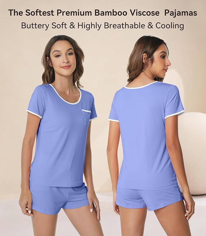 Women's Bamboo Cooling Pajama Set - Short Sleeve - 2 Piece