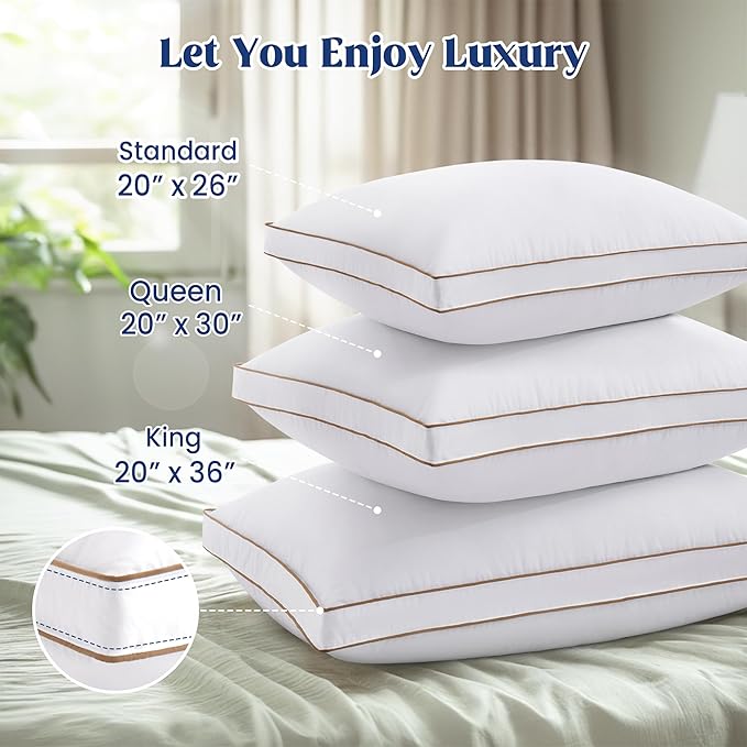 100% Cotton Bed Pillow - King - 2 Piece