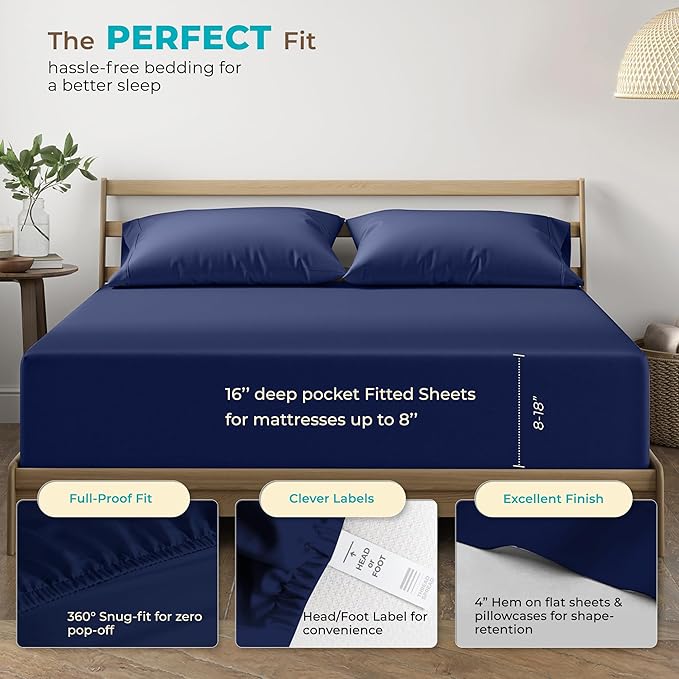 Cooling Bed Sheet Set - Twin XL - 16 in Deep Pocket - 3 Piece