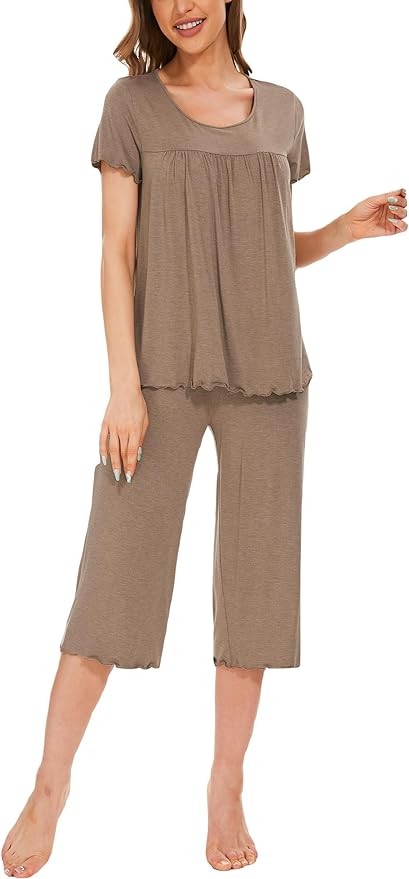 Bamboo Capri Pajama Set - Short Sleeve - 2 Piece