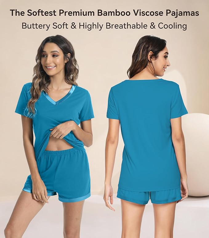 Women's Bamboo Cooling Pajama Set - Short Sleeve - 2 Piece