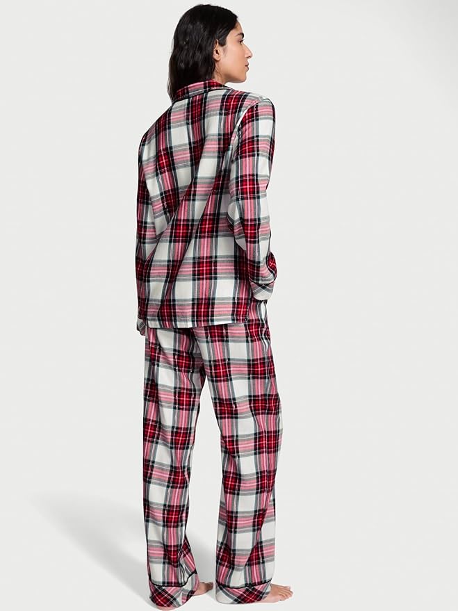 Women's Flannel Pants Pajama Set - Long Sleeve - 2 Piece
