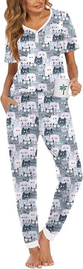 Women's Pants Pajama Set - Short Sleeve - 2 Piece