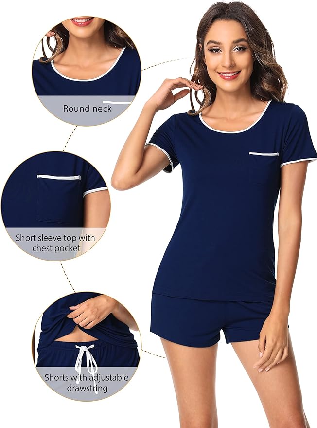 Women's Bamboo Cooling Pajama Set - Short Sleeve - 2 Piece