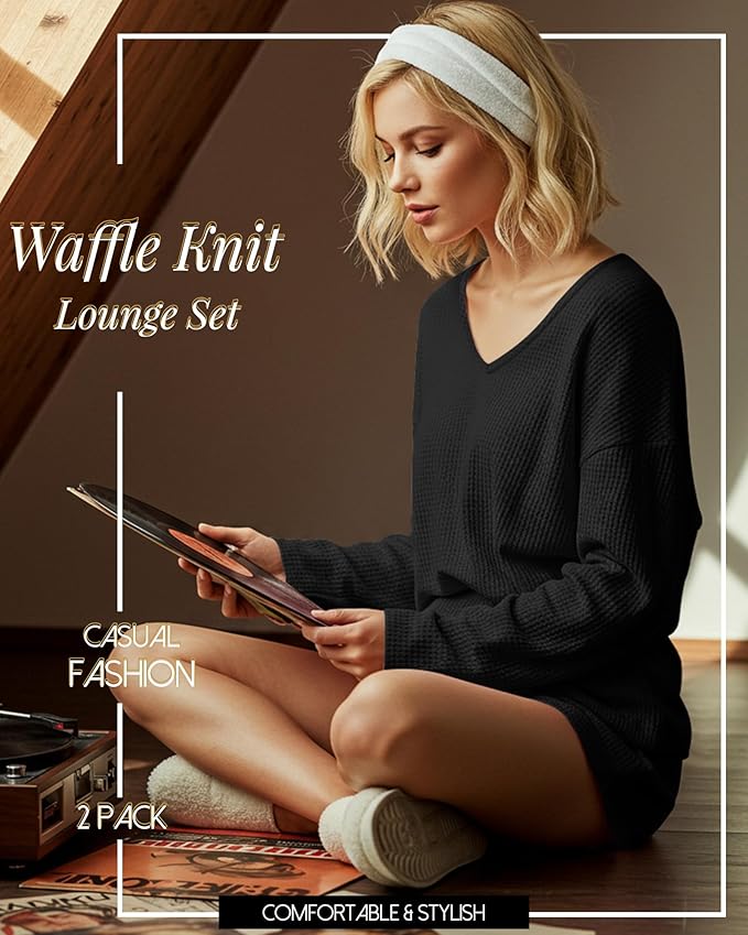 Women's Shorts Pajama Set - Long Sleeve - 2 Pack - 2 Piece