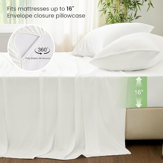 Bamboo Cooling Bed Sheet Set - Queen - 4 Piece