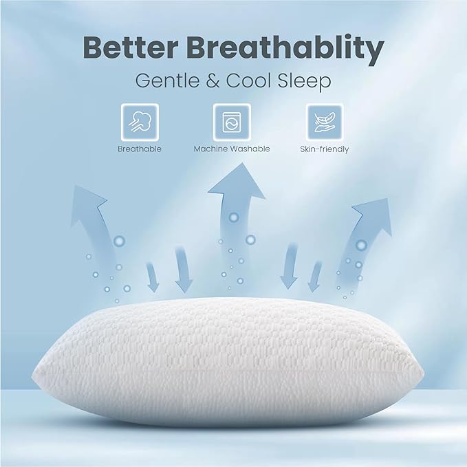 Memory Foam Cooling Bed Pillow - King - 2 Piece