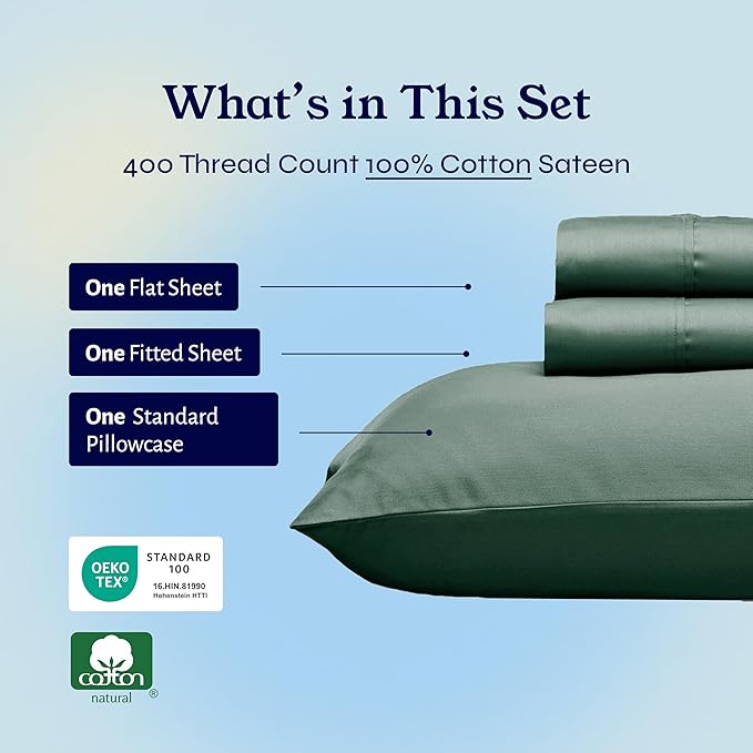 100% Cotton Bed Sheet Set - Twin - 3 Piece