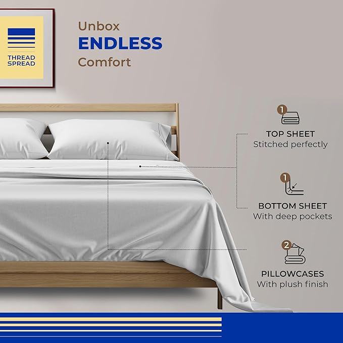 Cooling Bed Sheet Set - Queen - 16 in Deep Pocket - 4 Piece