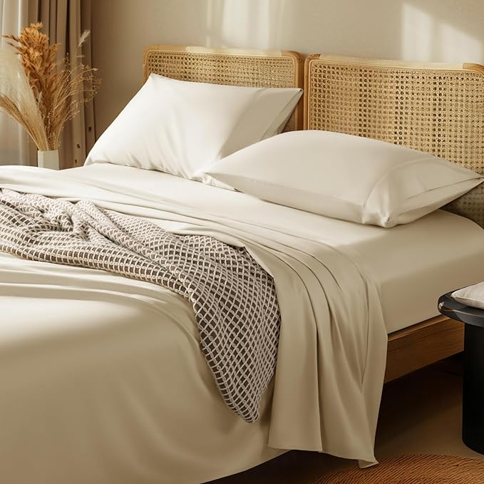 Linen Bed Sheet Set - King - 4 Piece