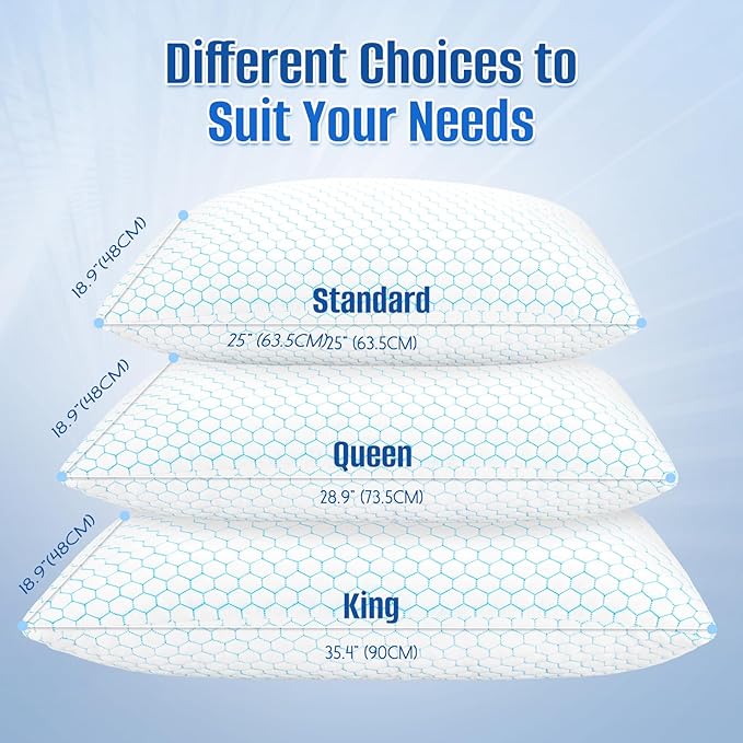Memory Foam Cooling Bed Pillow - Standard - 2 Piece