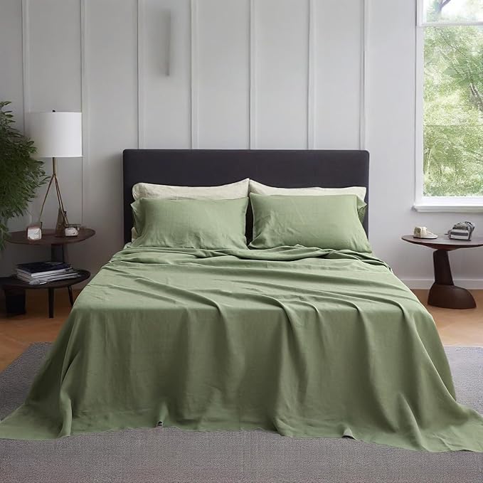 Linen Bed Sheet Set - King - 4 Piece