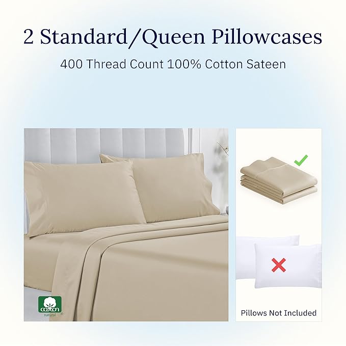 100% Cotton Pillowcase Set - Queen - 2 Piece