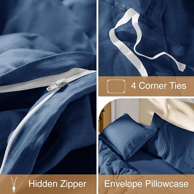 Linen Duvet Cover Set - King - 3 Piece