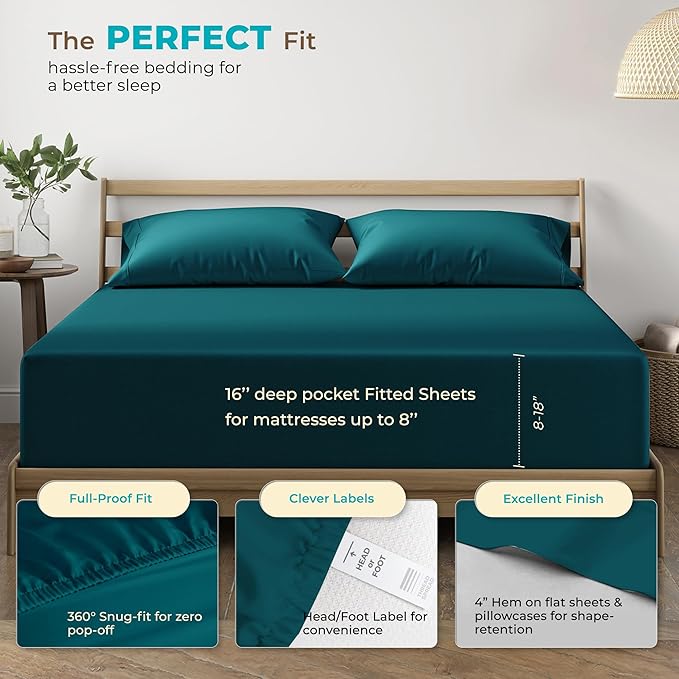 Cooling Bed Sheet Set - California King - 16 in Deep Pocket - 4 Piece