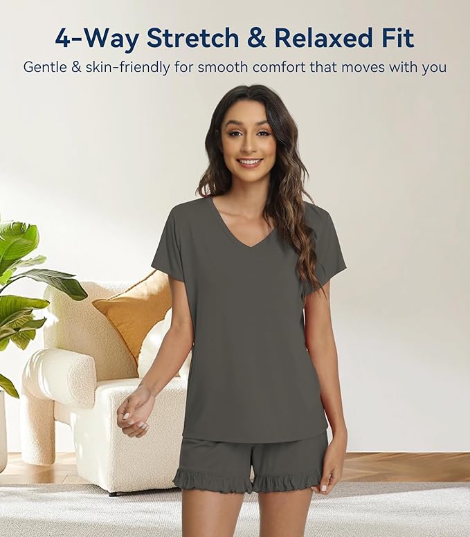 Bamboo Cooling Shorts Pajama Set - Short Sleeve - 2 Piece