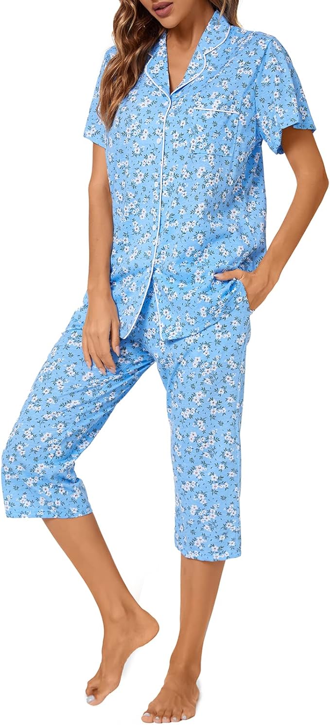 Capri Pajama Set - Short Sleeve - 2 Piece