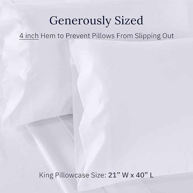 100% Cotton Pillowcase Set - King - 2 Piece
