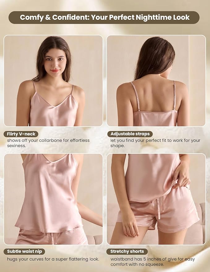 Women's Mulberry Silk Shorts Pajama Set - 2 Piece