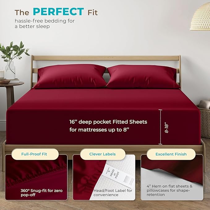 Cooling Bed Sheet Set - Twin XL - 16 in Deep Pocket - 3 Piece