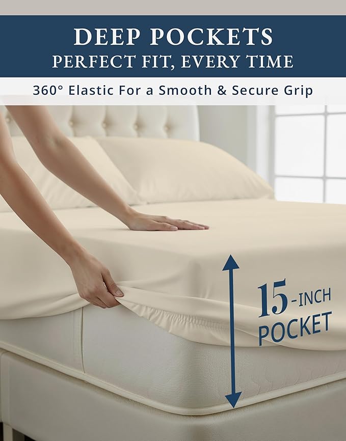 Bed Sheet Set - King - 15 in Deep Pocket