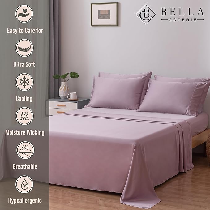 Bamboo Cooling Bed Sheet Set - King - 18 in Deep Pocket - 6 Piece