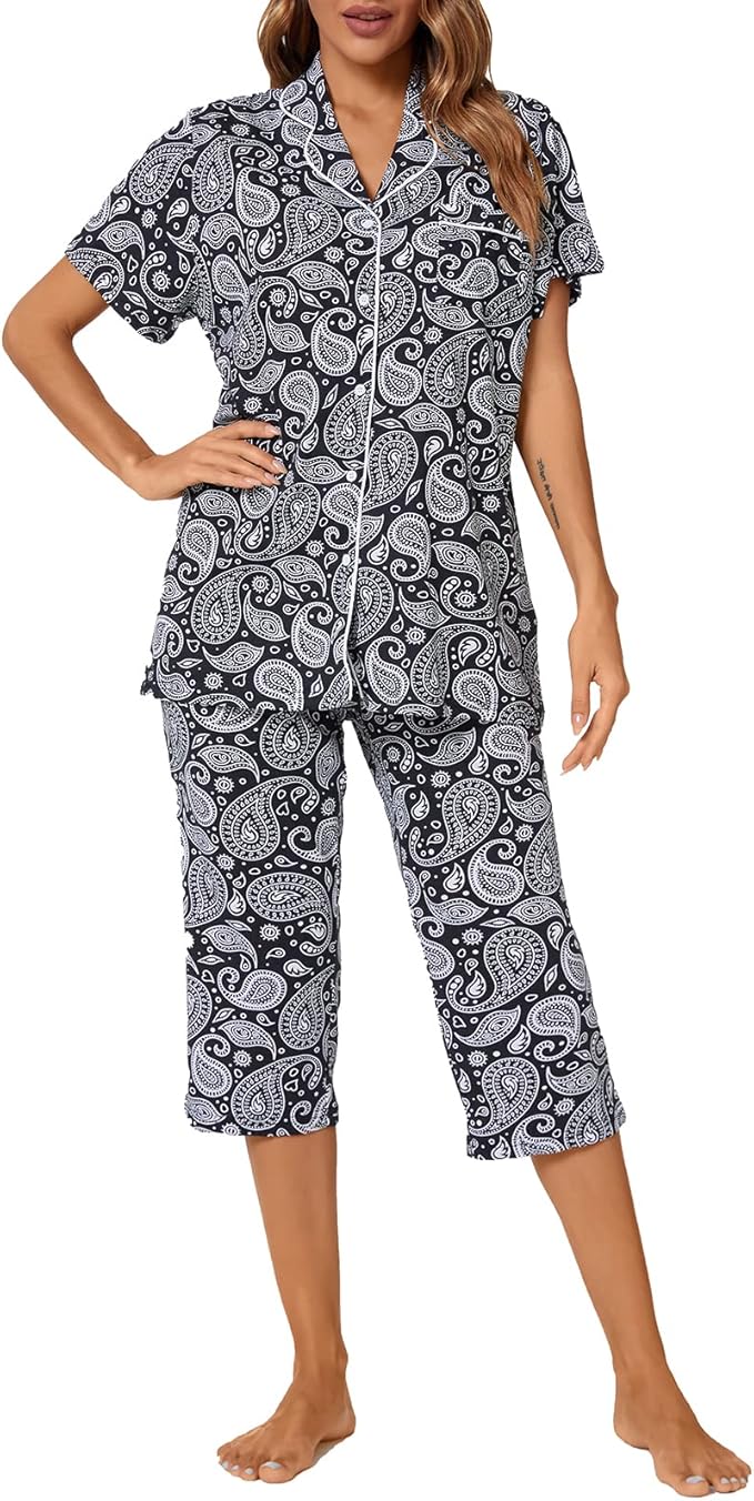 Capri Pajama Set - Short Sleeve - 2 Piece