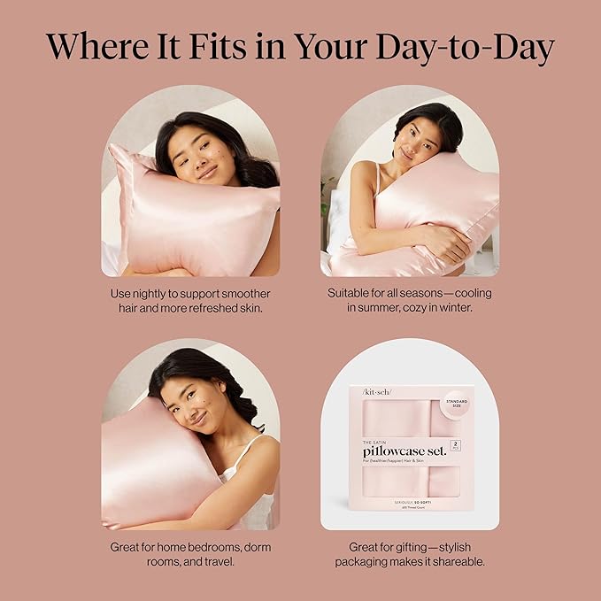 Satin Cooling Pillowcase Set - Queen - 2 Piece