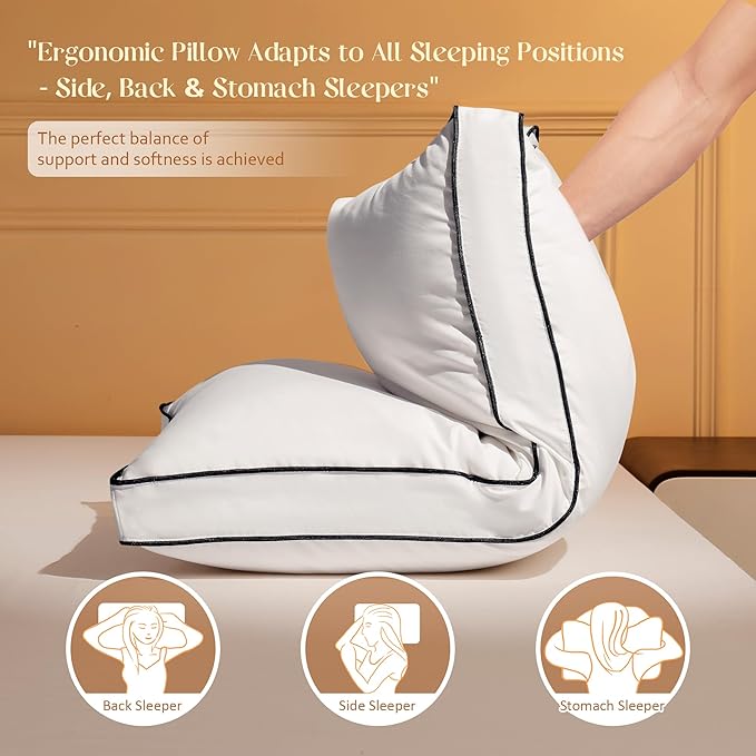 Bed Pillow - King - 18 x 34 x 2 in - 2 Pack