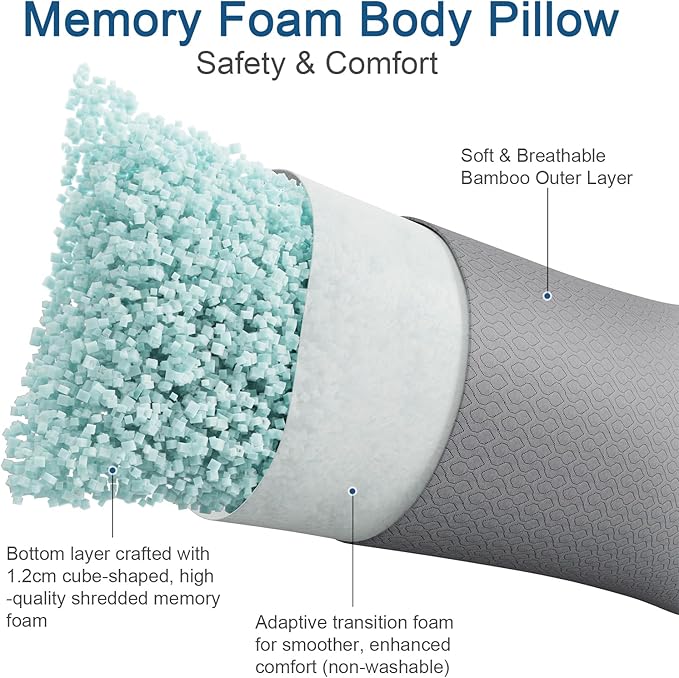 Memory Foam Cooling Body Pillow - Full - 20 x 54 in