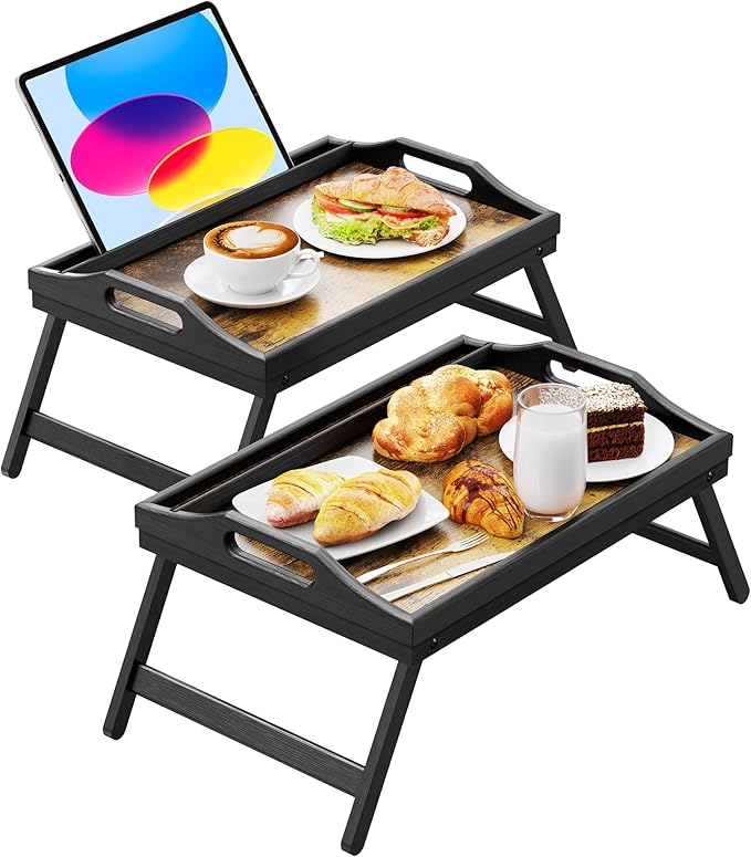 Bamboo Bed Tray - 16.92 x 12.6 in - 2 Pack