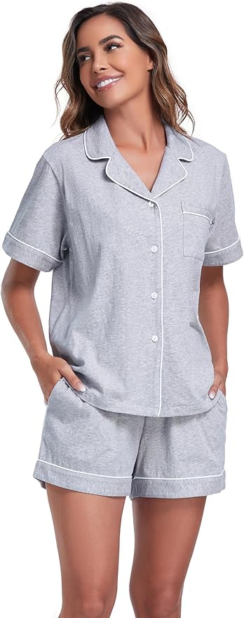 100% Cotton Pajama Set - Short Sleeve - 2 Piece