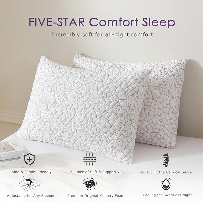 Bamboo Cooling Bed Pillow - Queen - 2 Piece