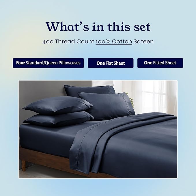 100% Cotton Bed Sheet Set - Queen - 6 Piece