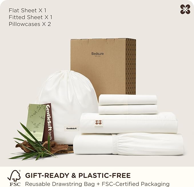 Bamboo Cooling Bed Sheet Set - California King - 18 in Deep Pocket - 4 Piece