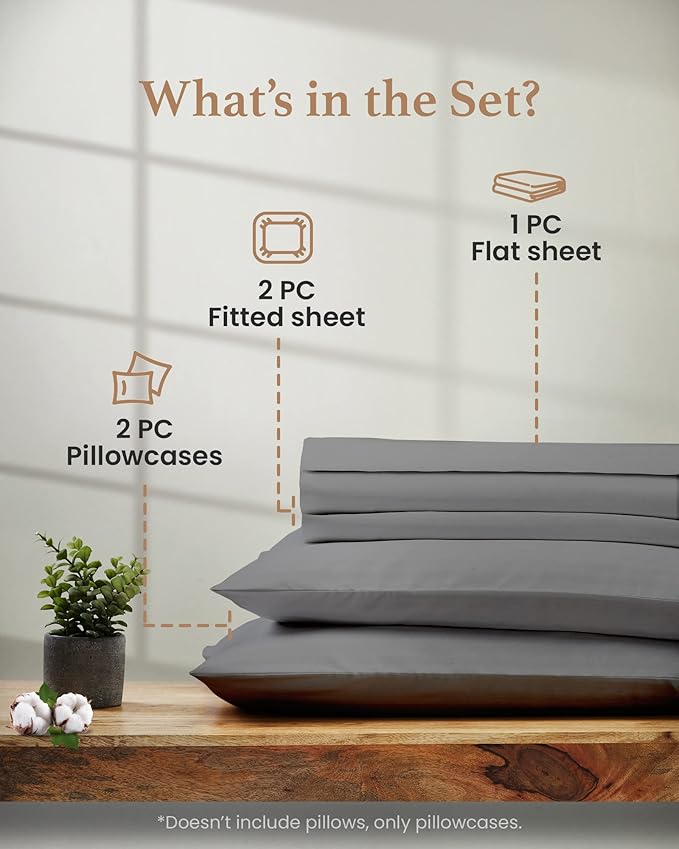 Bed Sheet Set - Split King - 16 in Deep Pocket - 5 Piece
