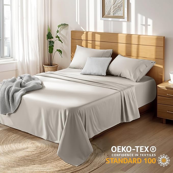 100% Cotton Bed Sheet Set - King - 4 Piece