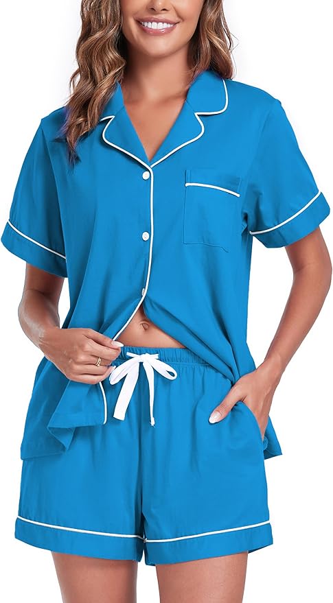 100% Cotton Pajama Set - Short Sleeve - 2 Piece