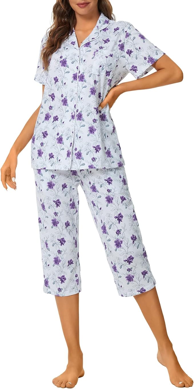Capri Pajama Set - Short Sleeve - 2 Piece