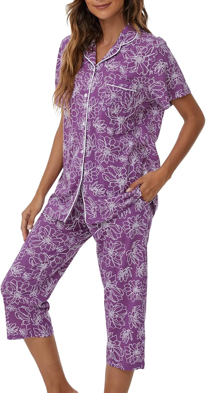Capri Pajama Set - Short Sleeve - 2 Piece