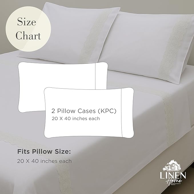100% Cotton Pillowcase Set - King - 2 Piece