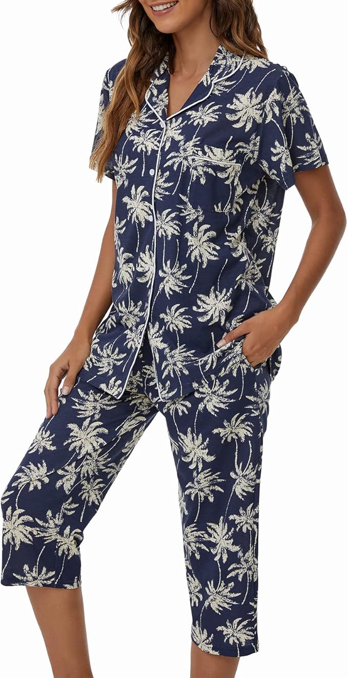 Capri Pajama Set - Short Sleeve - 2 Piece