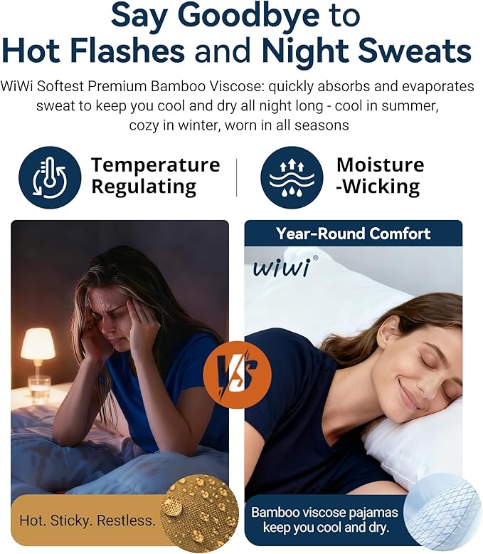 Women's Bamboo Cooling Pajama Set - Short Sleeve - 2 Piece