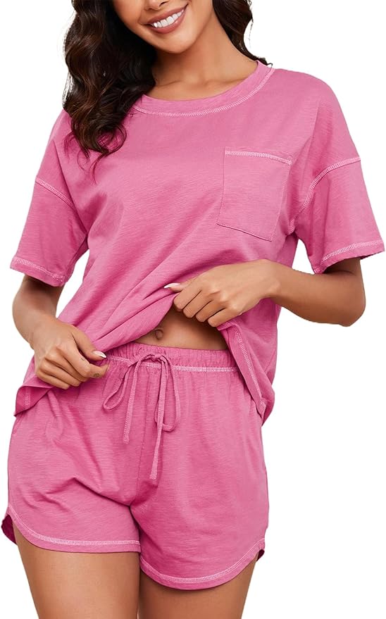 Women's 100% Cotton Shorts Pajama Set - Short Sleeve - 2 Piece