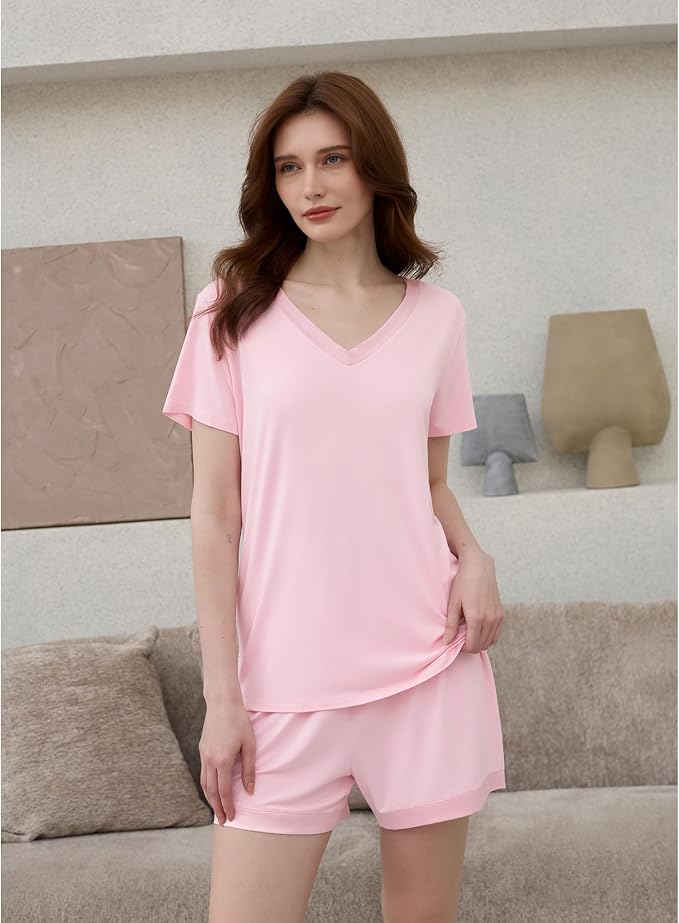 Women's Bamboo Cooling Pajama Set - Short Sleeve - 2 Piece