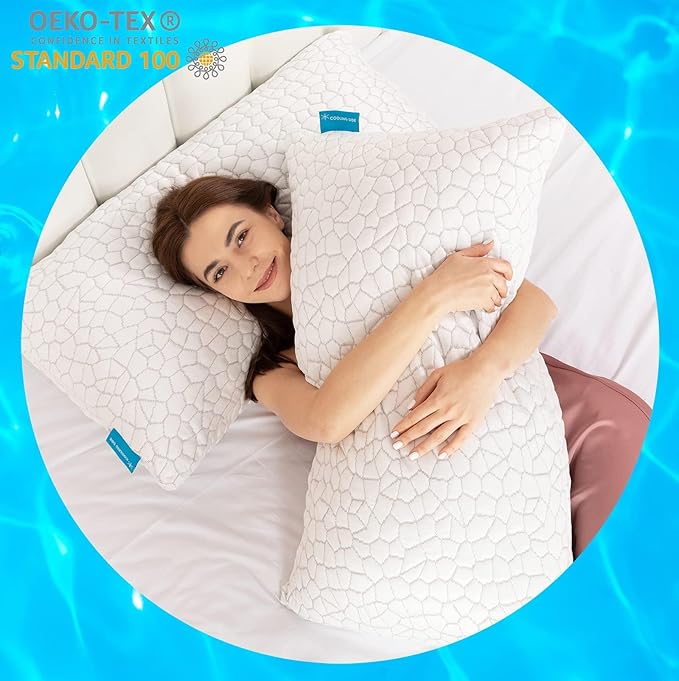 Memory Foam Cooling Bed Pillow - Queen - 2 Pack