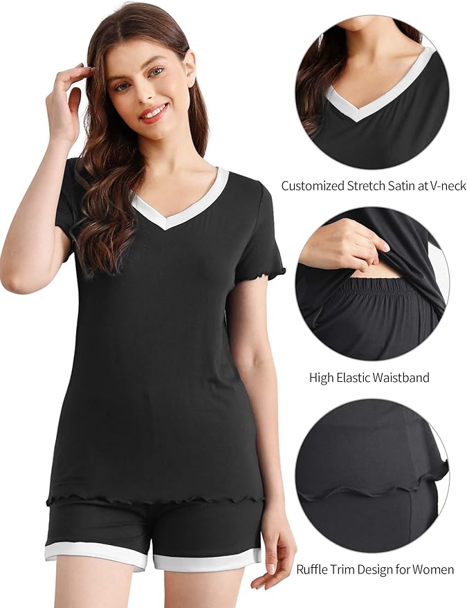 Women's Bamboo Cooling Pajama Set - Short Sleeve - 2 Piece